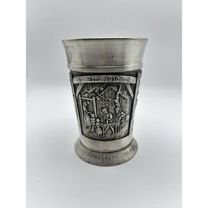 Vintage 95% Pewter Beaker Cup Relief Scenes Anno 1765 1870 1910 Zinn‎ Etain Pur